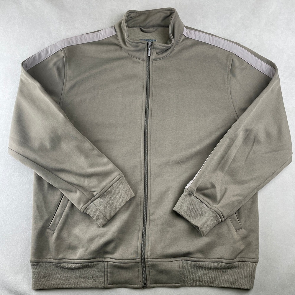 Vintage Stussy Track Jacket Mens Sz L Full Zip Neutral Taupe Logo Y2K Streetwear